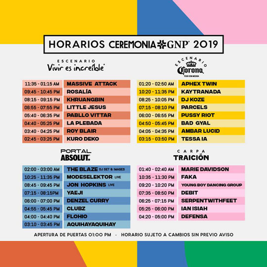 ceremonia horarios