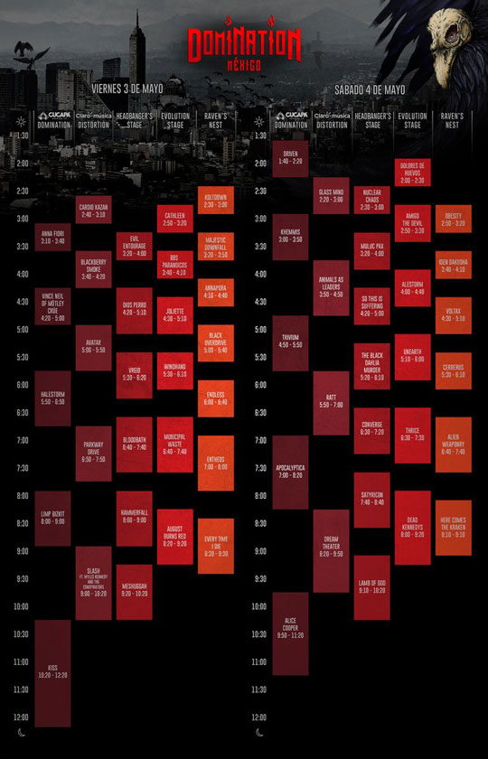 domination horarios