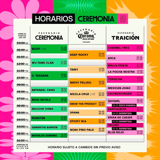 horarios ceremonia