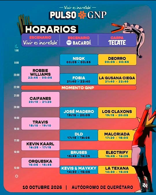 horarios pulso gnp 2026